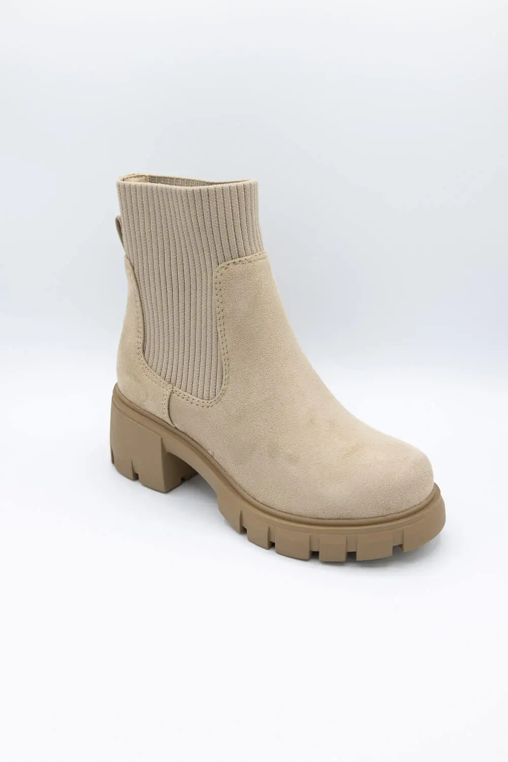 Lug Sole Suede Ankle Bootie