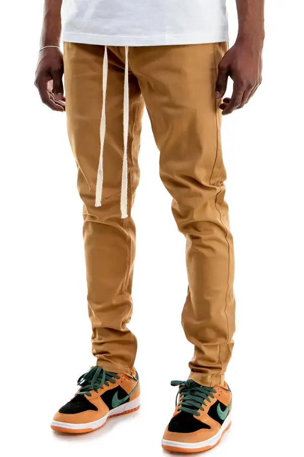 Men's Clean Skinny Raw Hem Zip Detail Pants