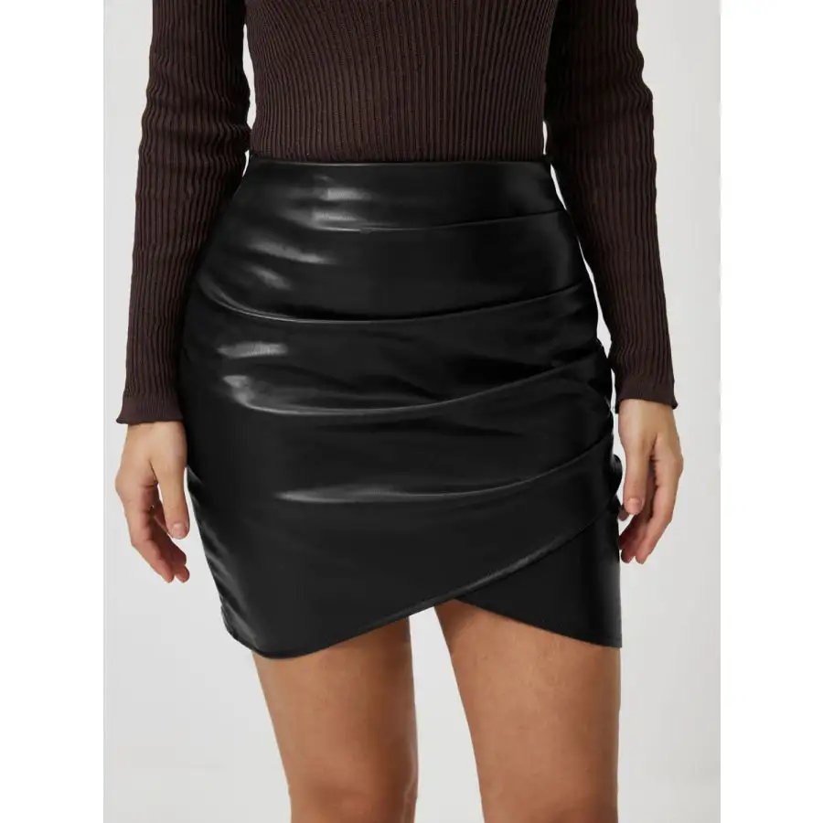 Ruched Asymmetrical Hem Skirt