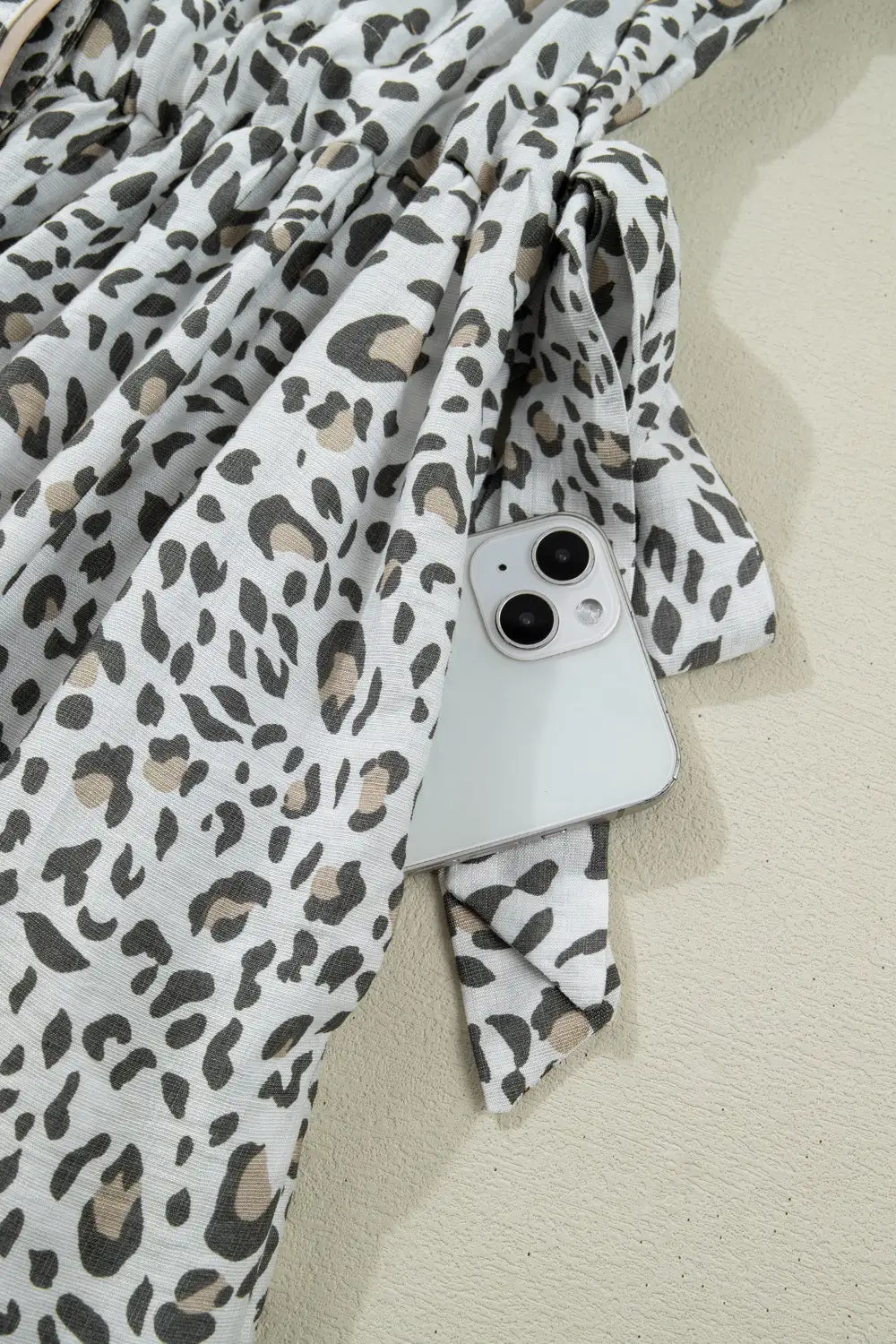 Animal Print Button Front Midi Dress