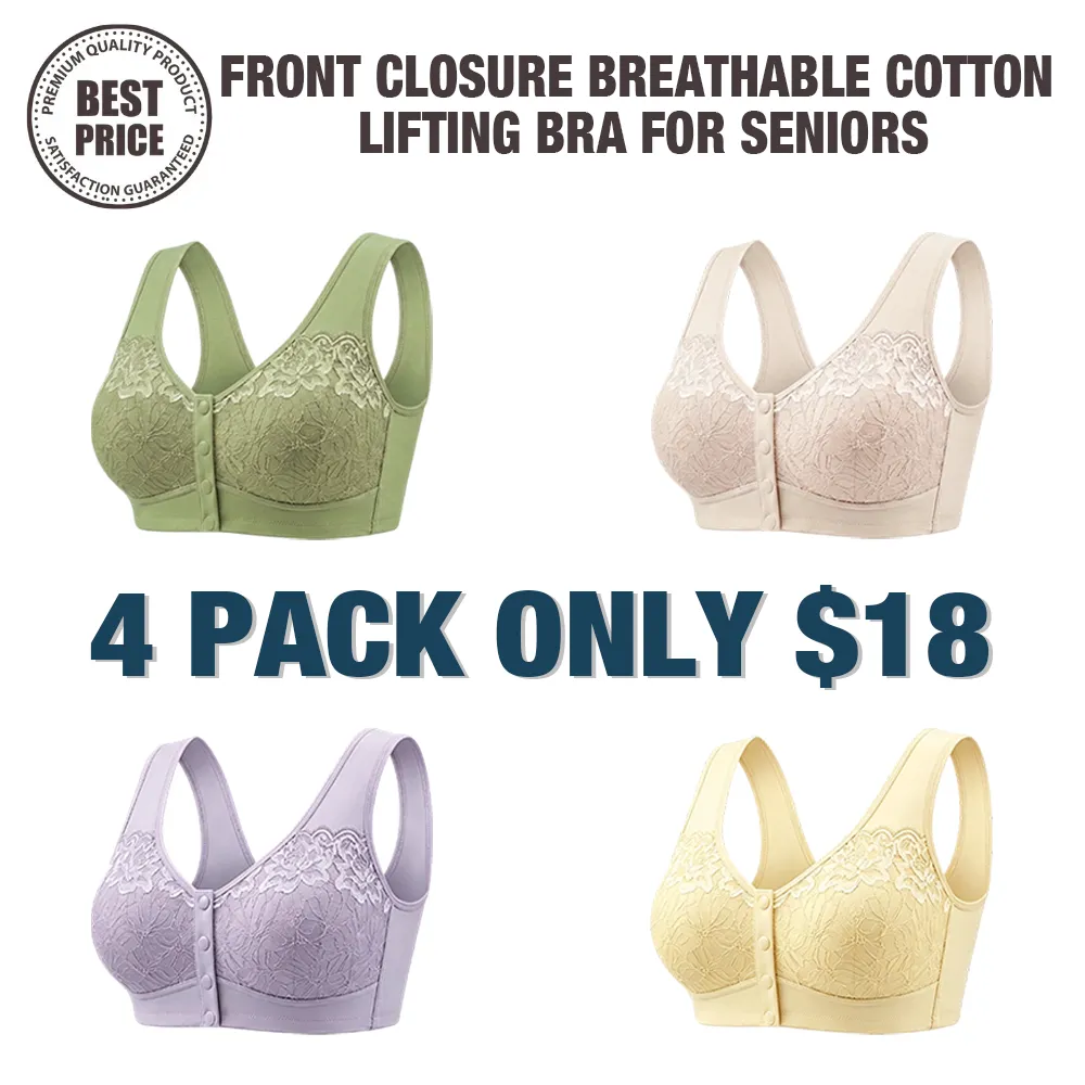 🔥Last Day💥Front Closure Breathable Cotton Lifting Bra for Seniors🔥8-Pack Only $24