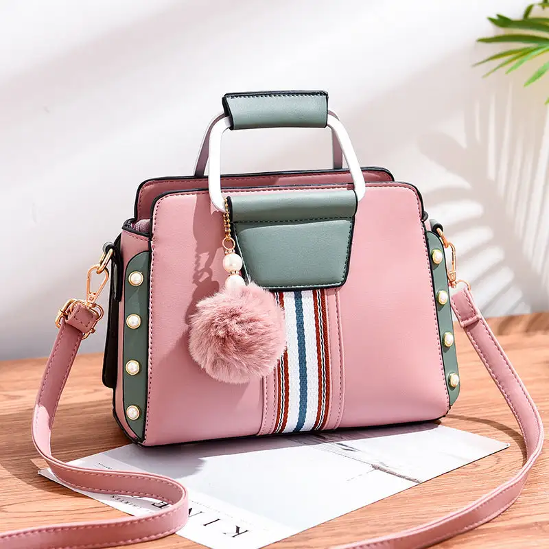 Chic PU Leather Shoulder Bag Beaded Flap Stylish
