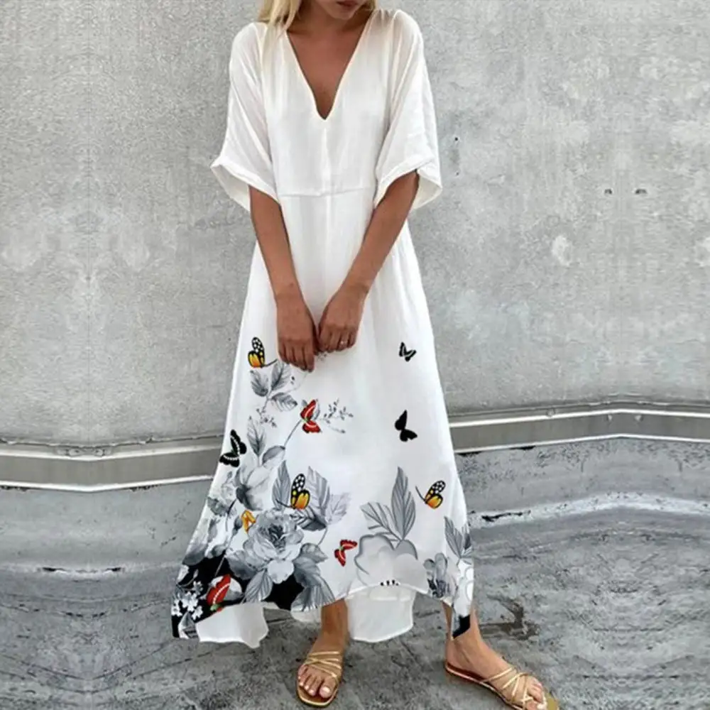 Stylish Print Multicolor Maxi Dress