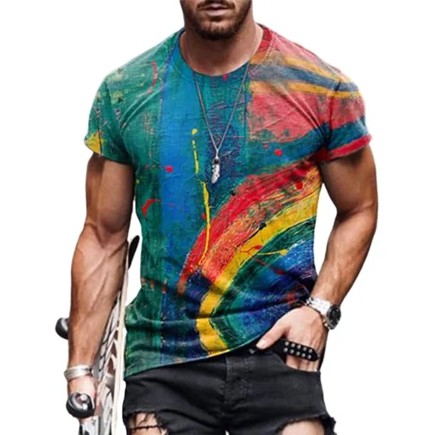 Men's Rainbow painting T-shirt