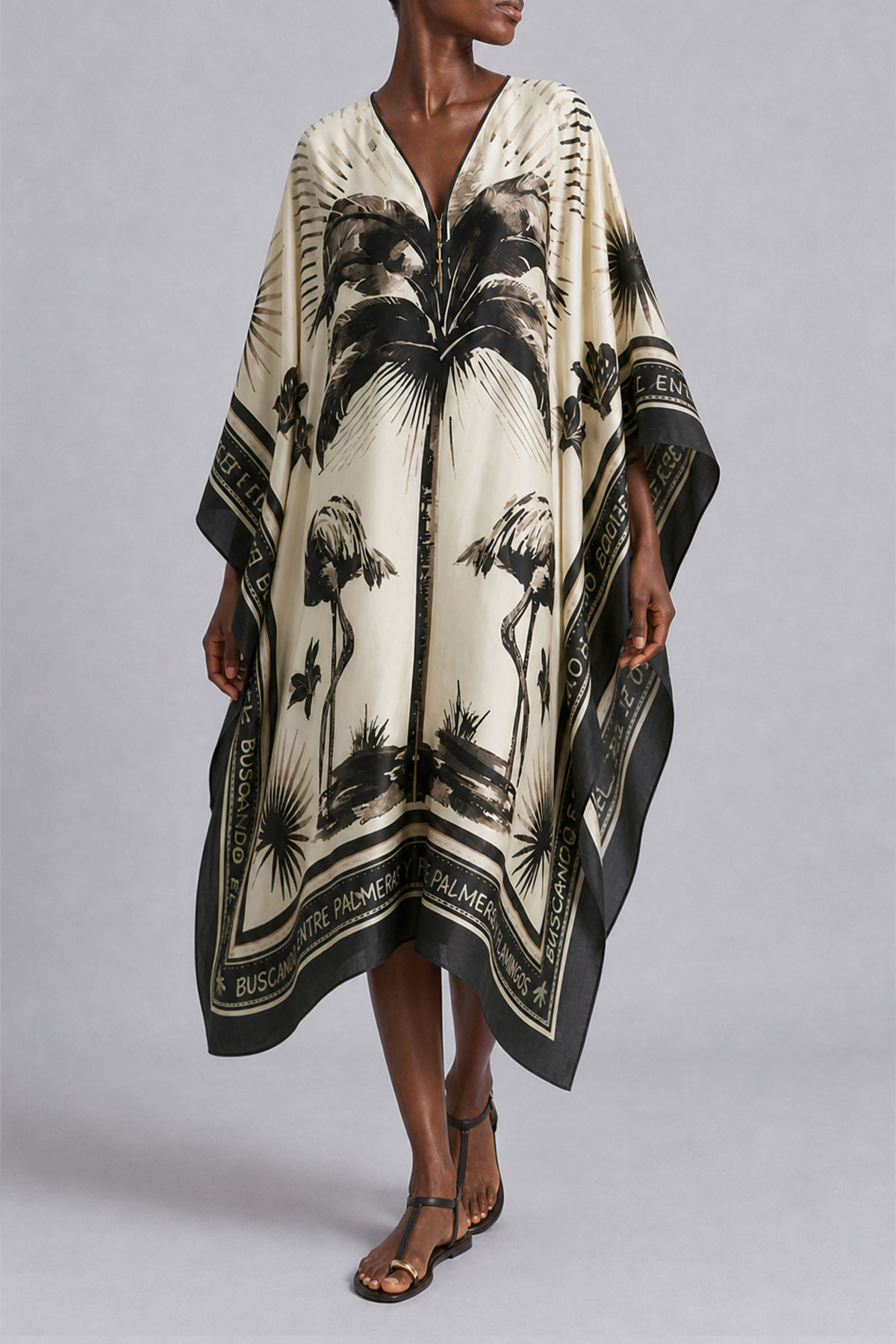 Batwing Sleeve Printed Midi Dress
