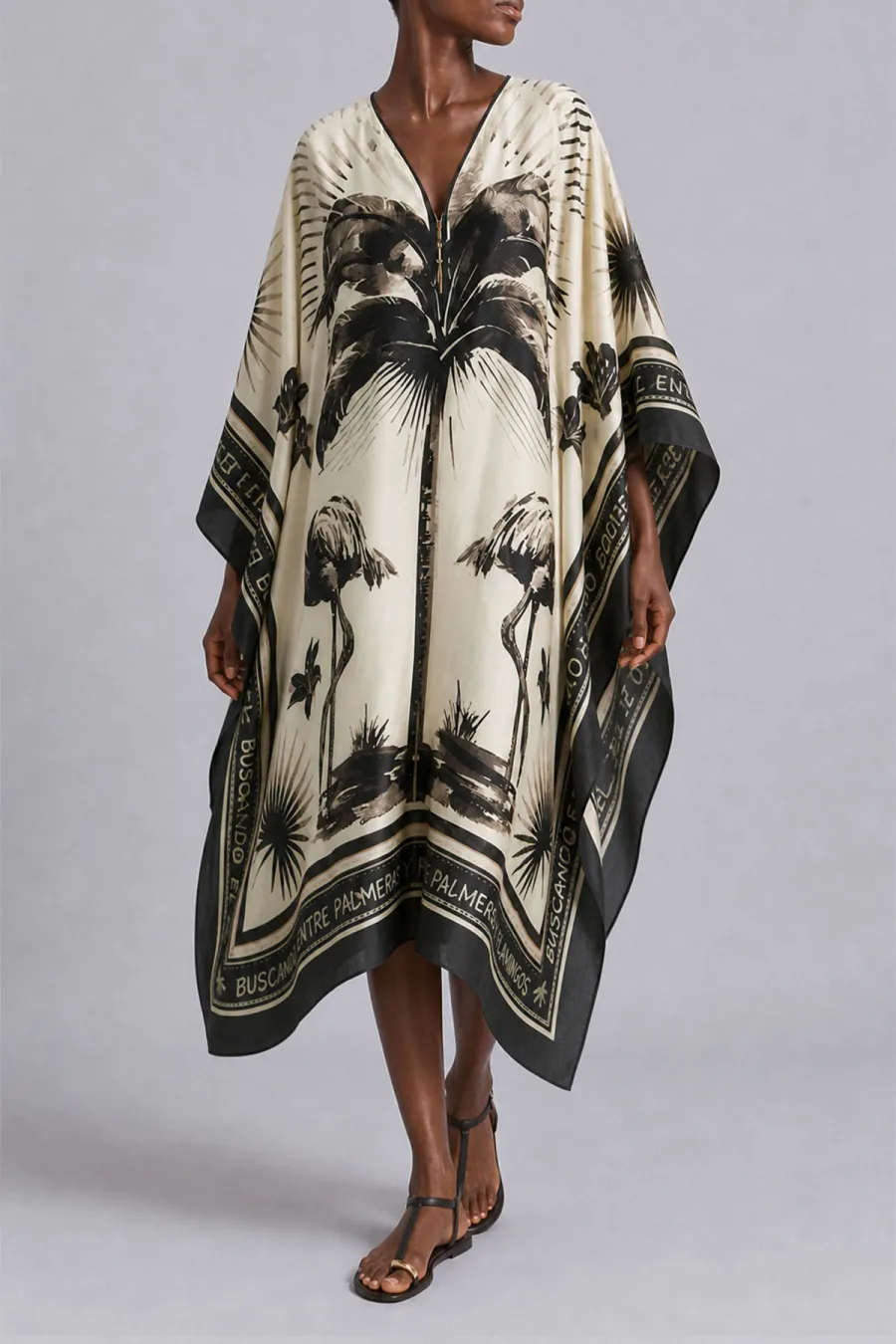 Batwing Sleeve Printed Midi Dress