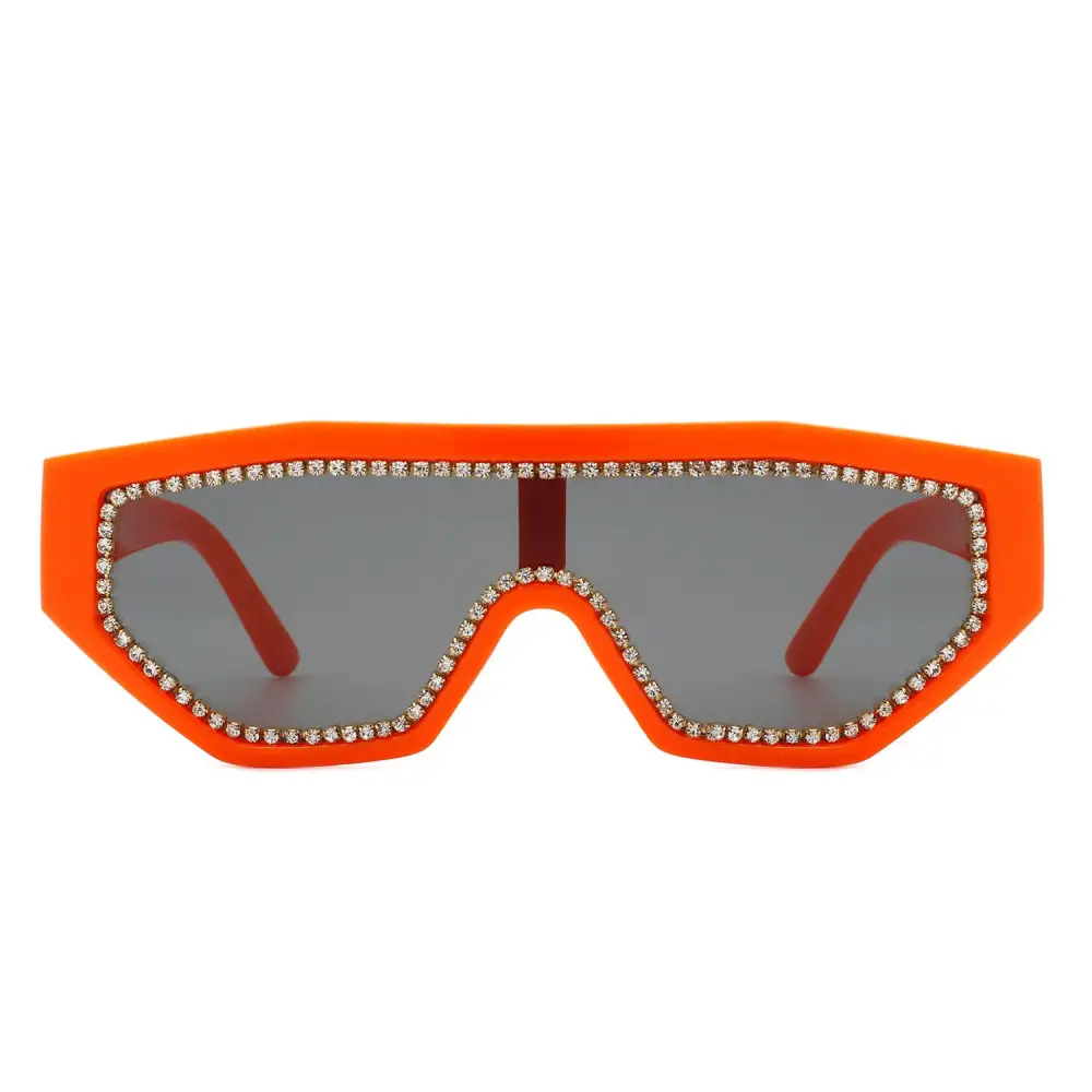 Glossy Square Geometric Frame Sunglasses