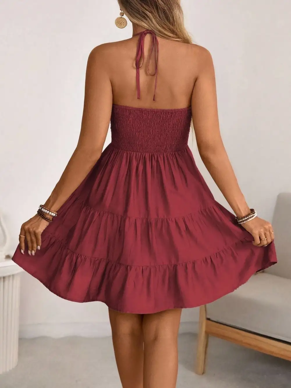 Tiered Halter Casual Dress