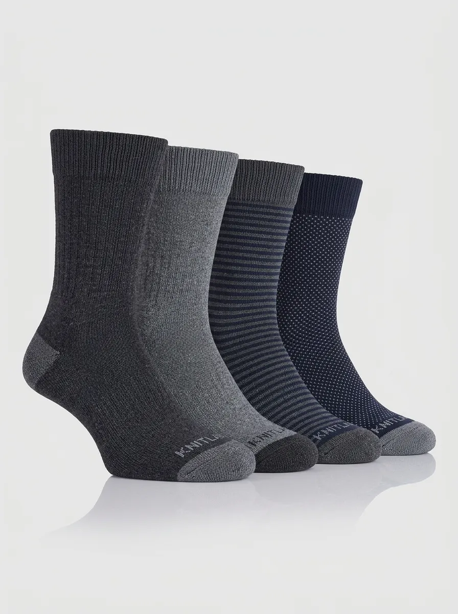 Versatile Printed Casual Look Men's Four Pair Socks