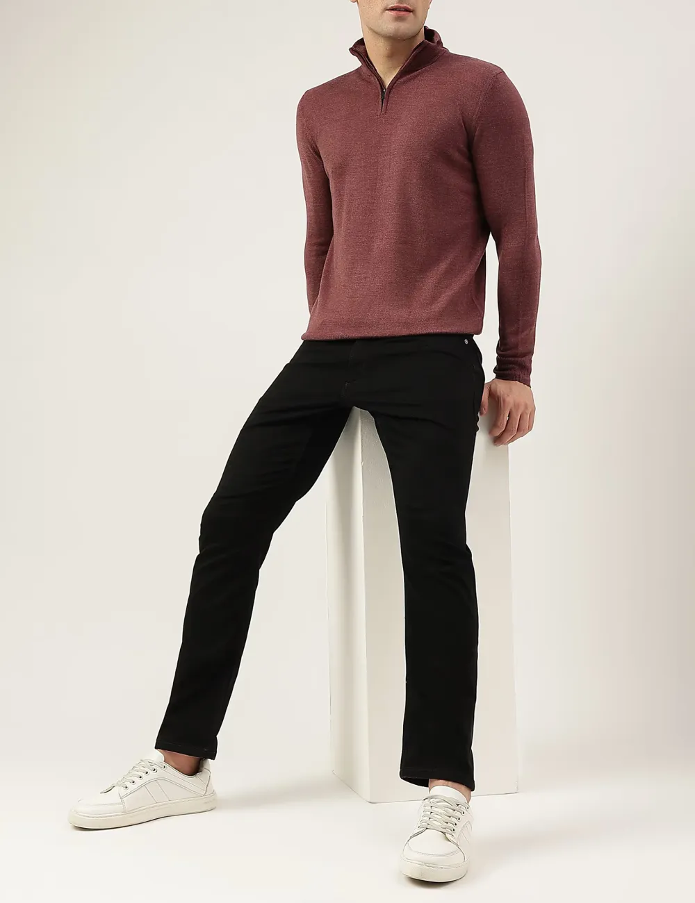 Brick Red Half-Zip Sweaters
