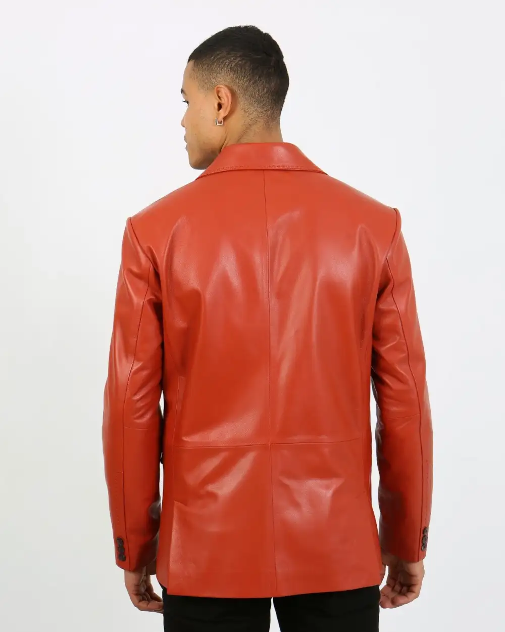 Minimal Contemporary Notched Lapel Leather Blazer