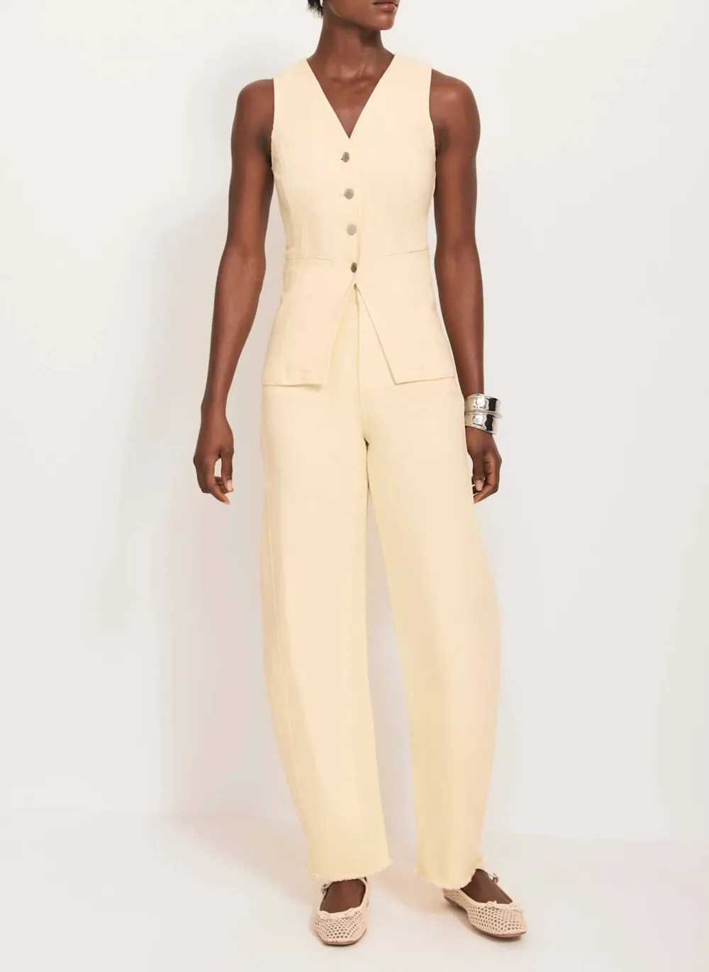 Plain Casual Style Wide-Leg Jeans