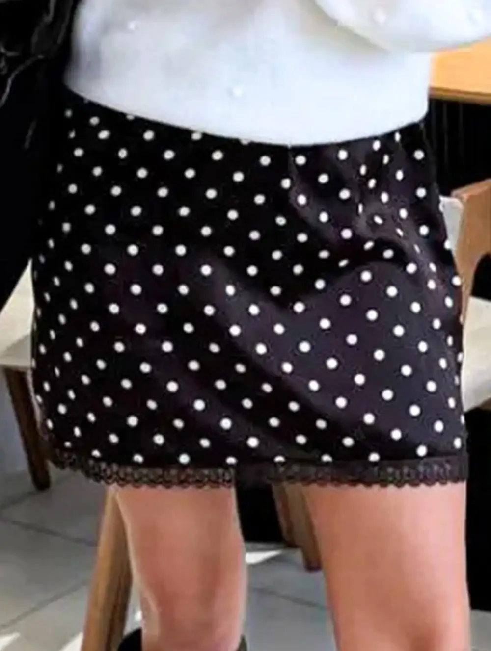 Polka Dot Straight Mini Skirt