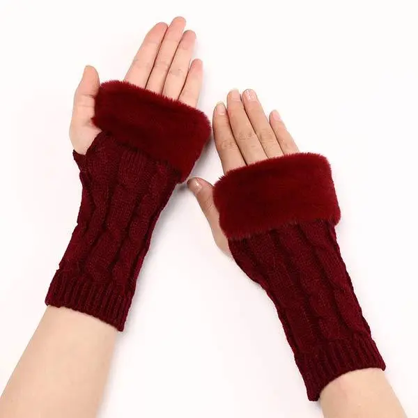Women'S Fingerless Wool Warm Gloves 47187161C