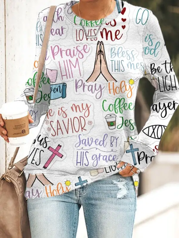 Women's Faith Print Casual Sweatshirt