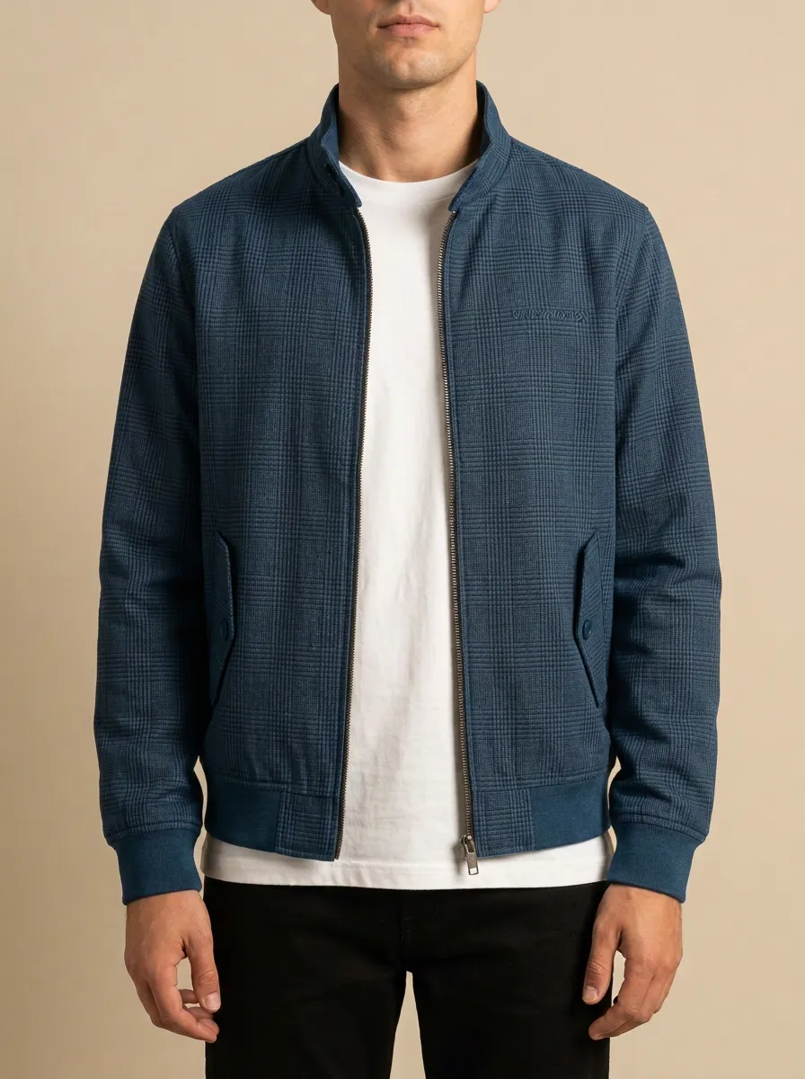 Plaid Bomber Collar Jacket
