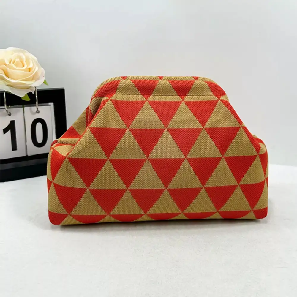 Portable Contrast Knit Clutch