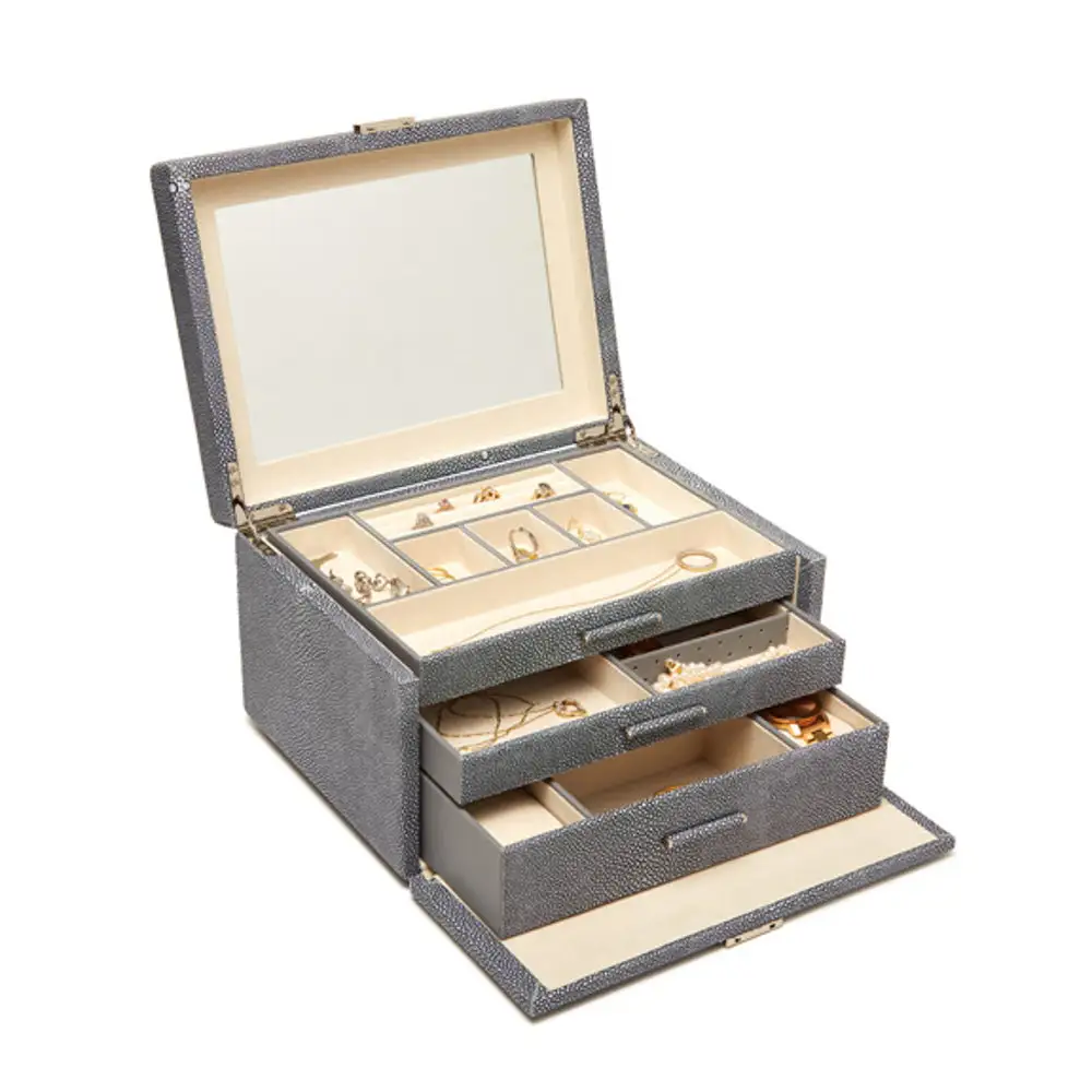 Compartmented Three Tray Jewelry Box