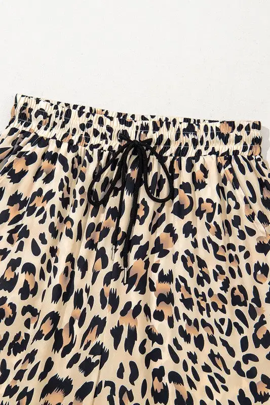 Allover Leopard Print Wide Leg Pants