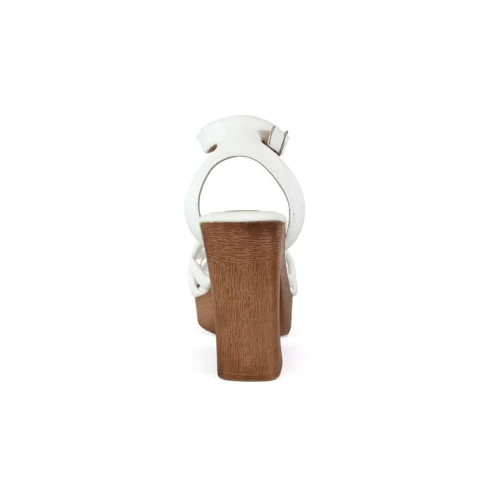Padded Multi Strap in Wooden Heel