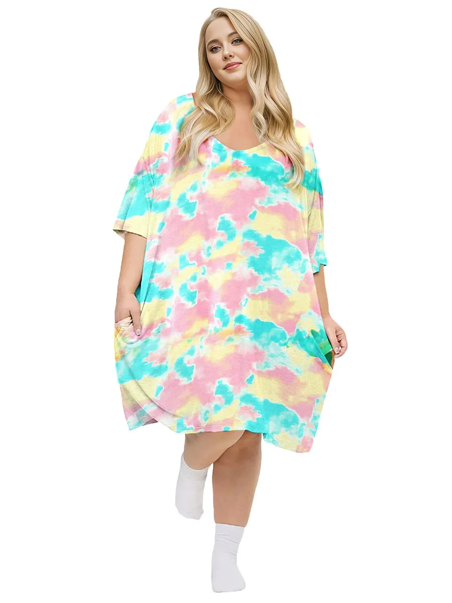 Plus Size Nightgown for Women V-Neck Sleep Dress
