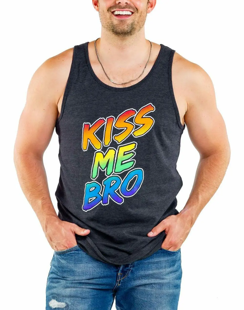 Men's kiss me bro tank top