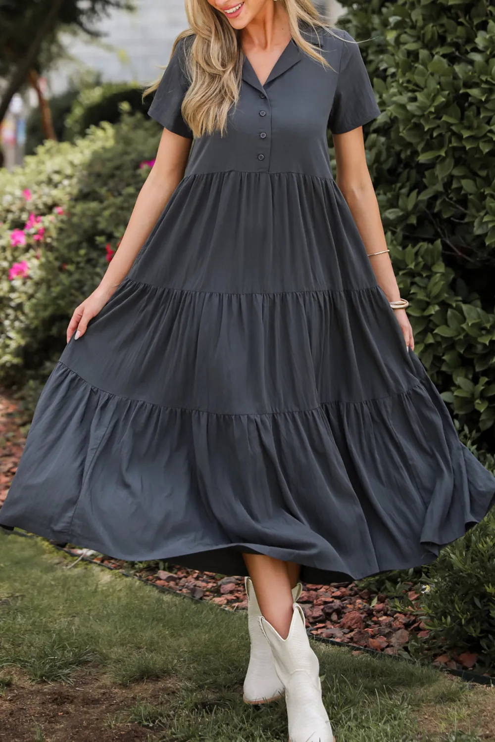 Charcoal Tiered Maxi Dress