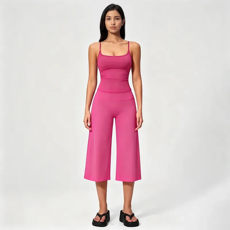 Strappy Tank Top and High-Waisted Mid-Length Shorts — Outdoor Running & Sports Set