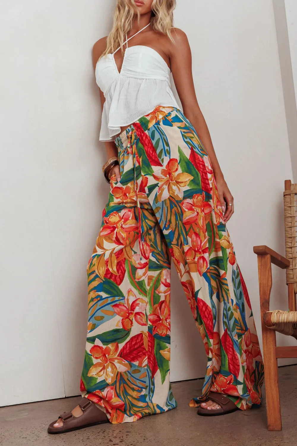 Breathable Linen Casual Women's Wide Leg Pants