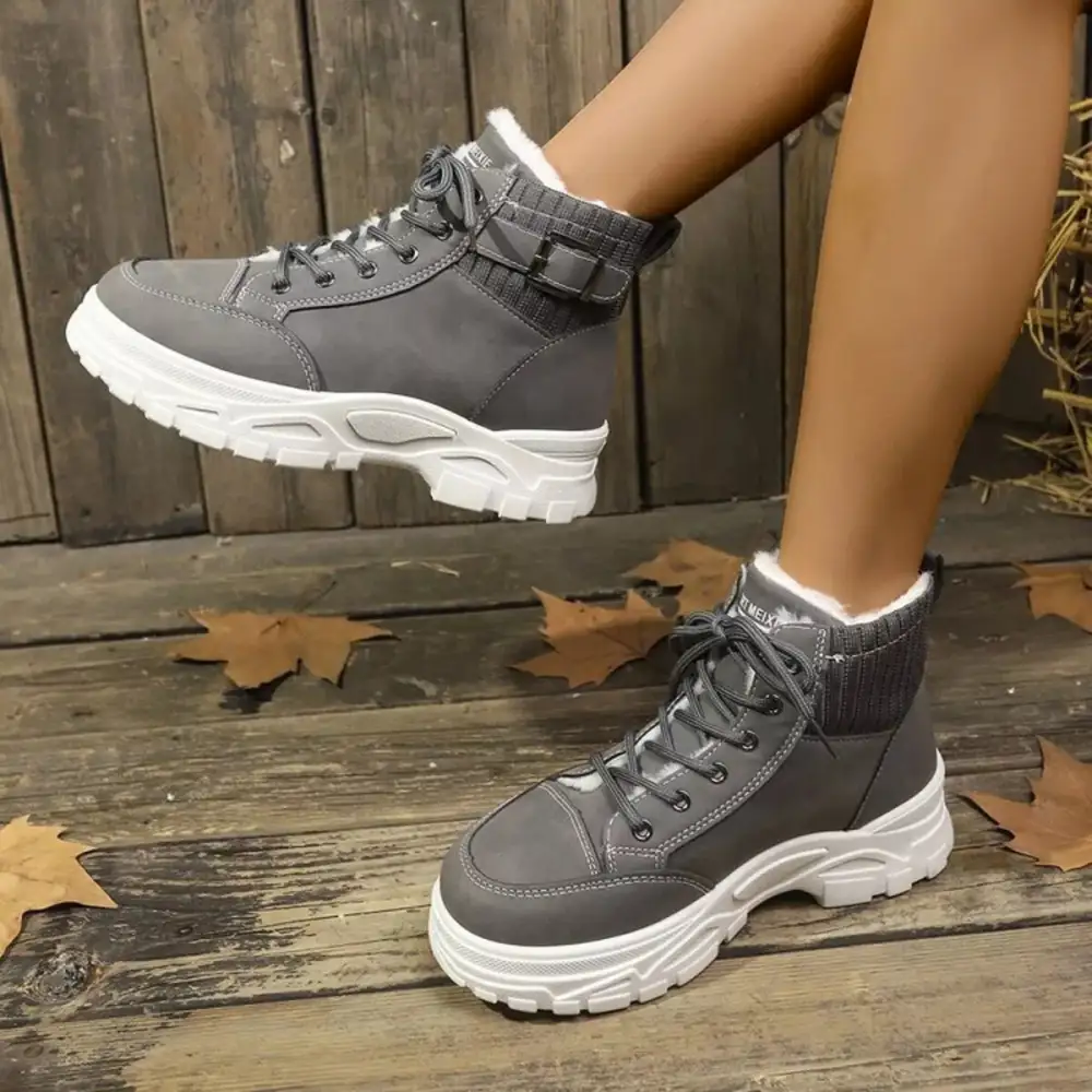 Plush Lining Lace Up Boots