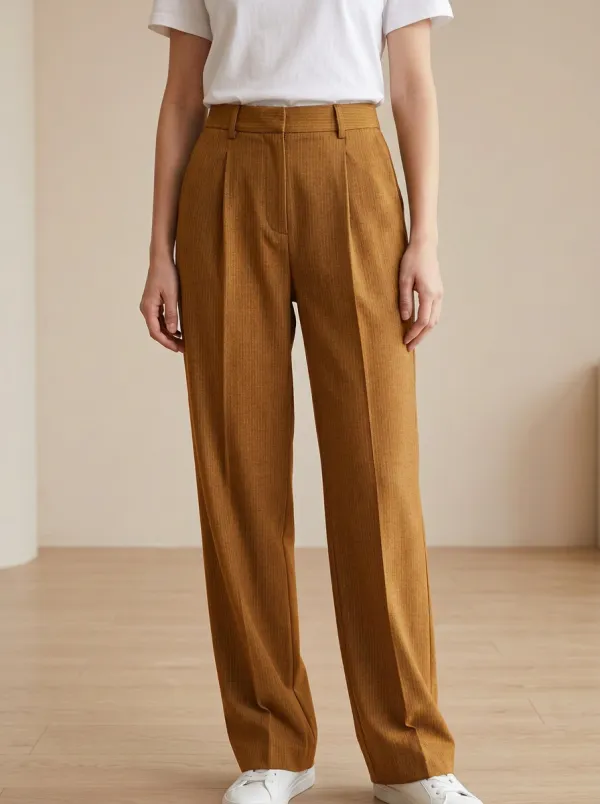 Women's Business Casual Herringbone Pattern Print Trousers