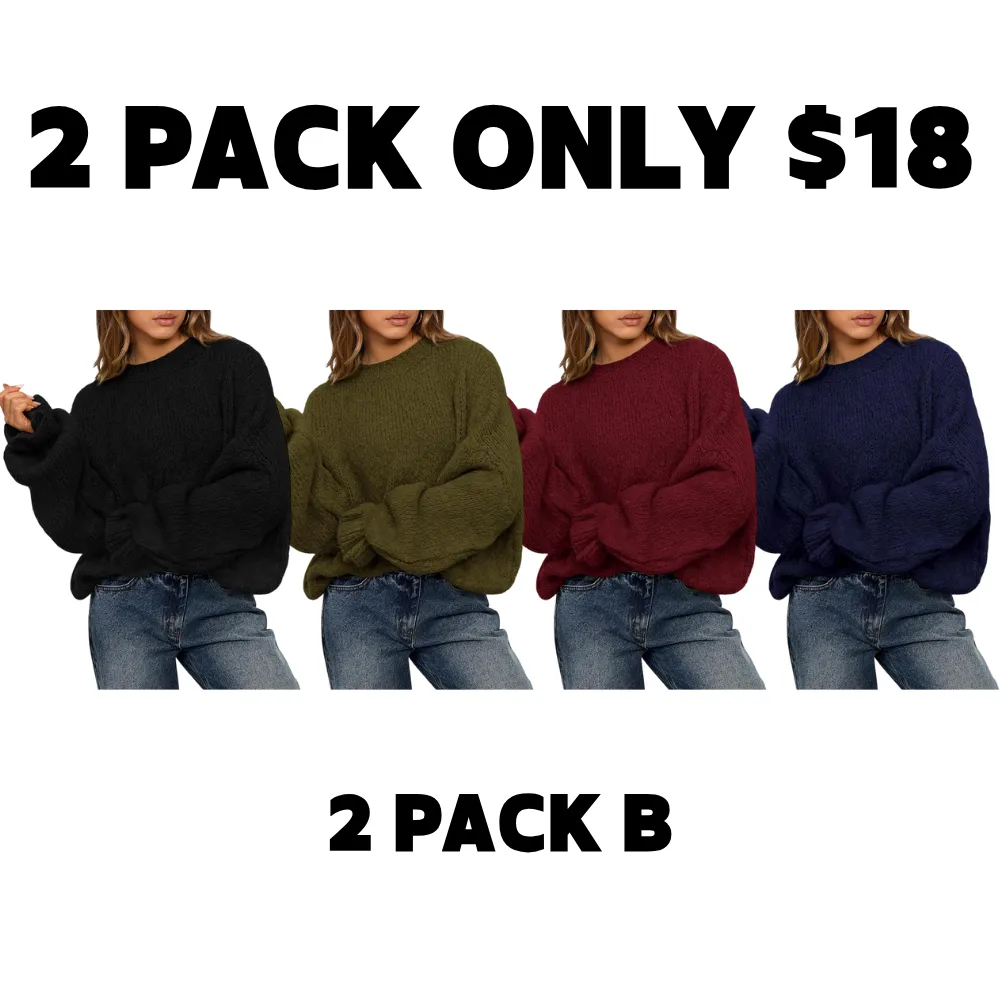 Women's Oversized Sweater Crewneck Long Sleeve