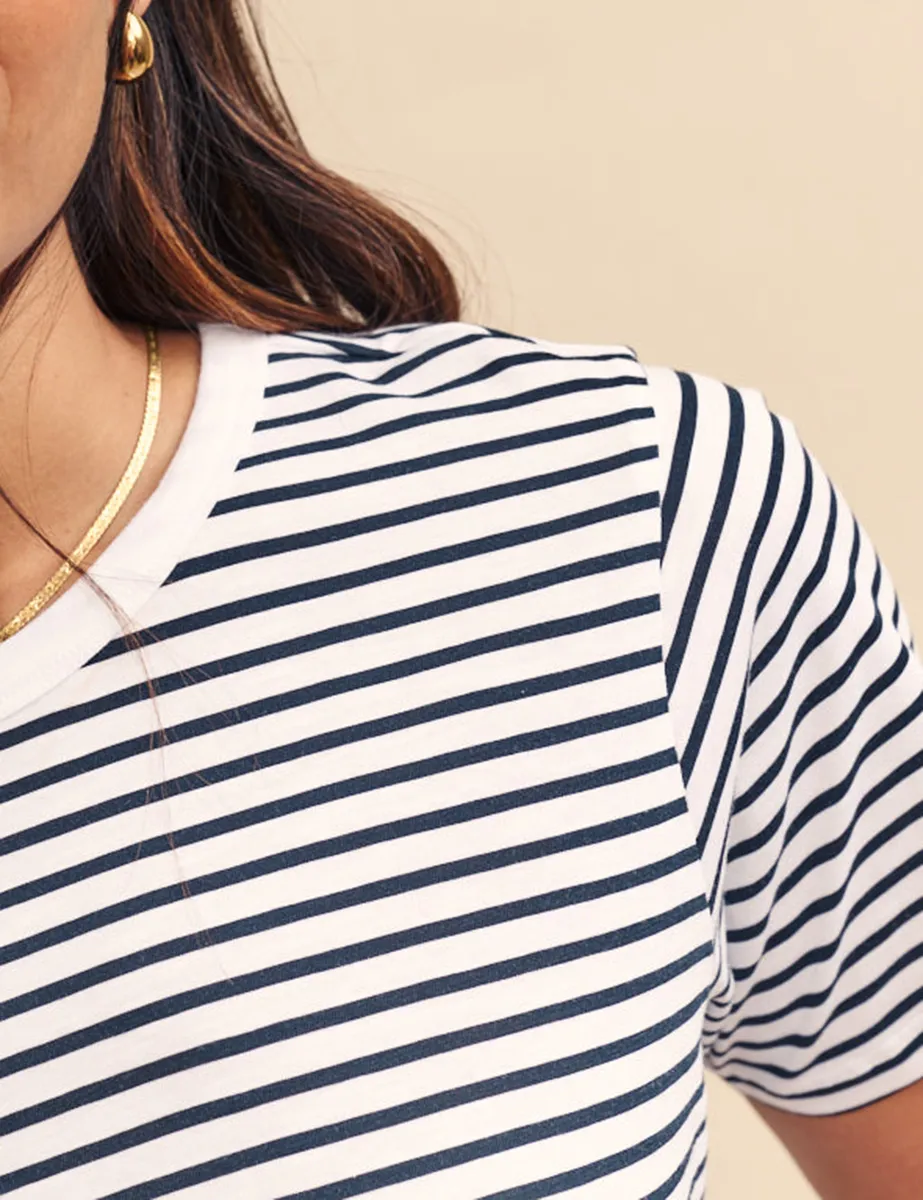 Striped Easy Fit Crew Neck T-shirt