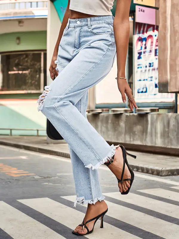 Denim Ripped Trousers Pants