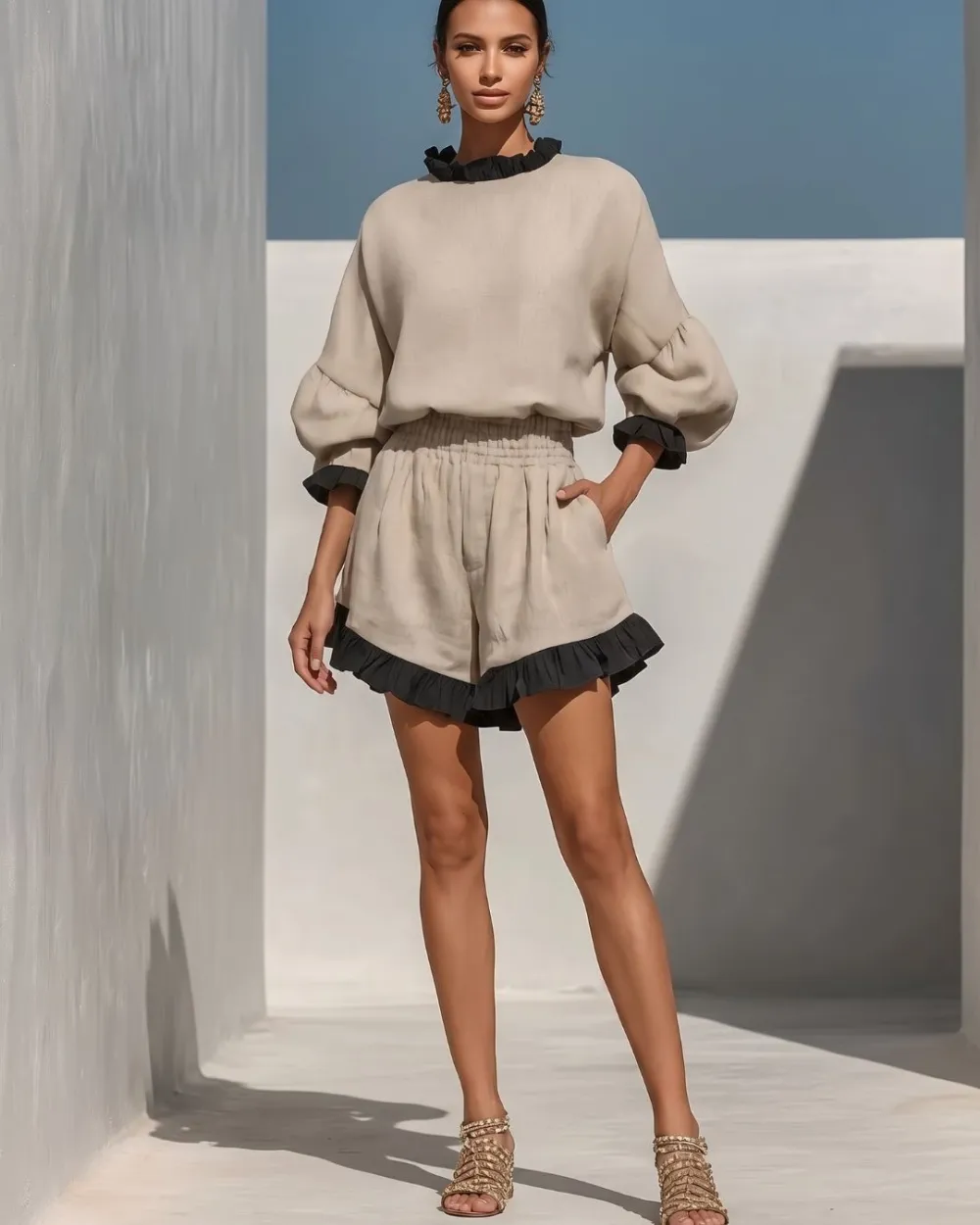 Ruffle Trim Hem Set
