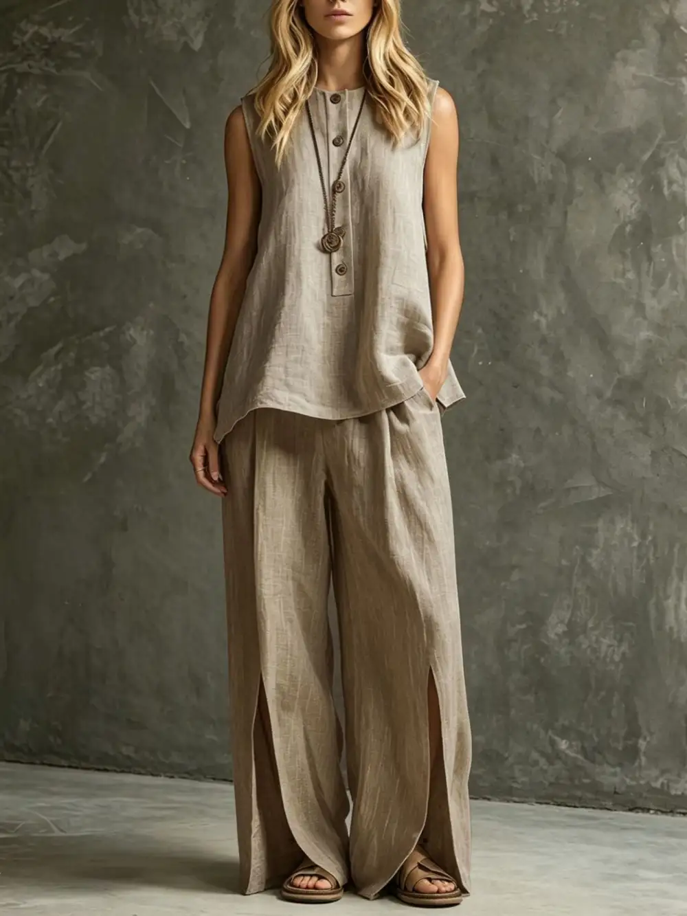 Classic Wide-Leg Sleeveless Women's Matching Set