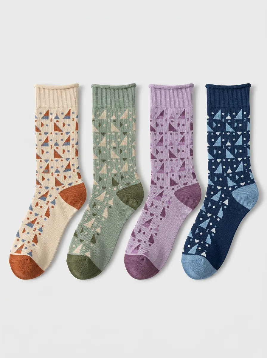 Unisex Casual Triangle Geometry Patterned Sock Set