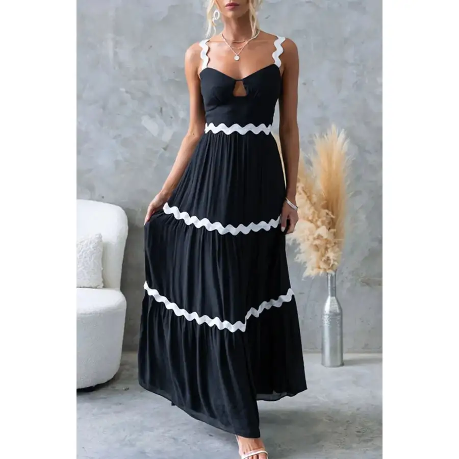 Tiered Maxi Dress with Scalloped Trim