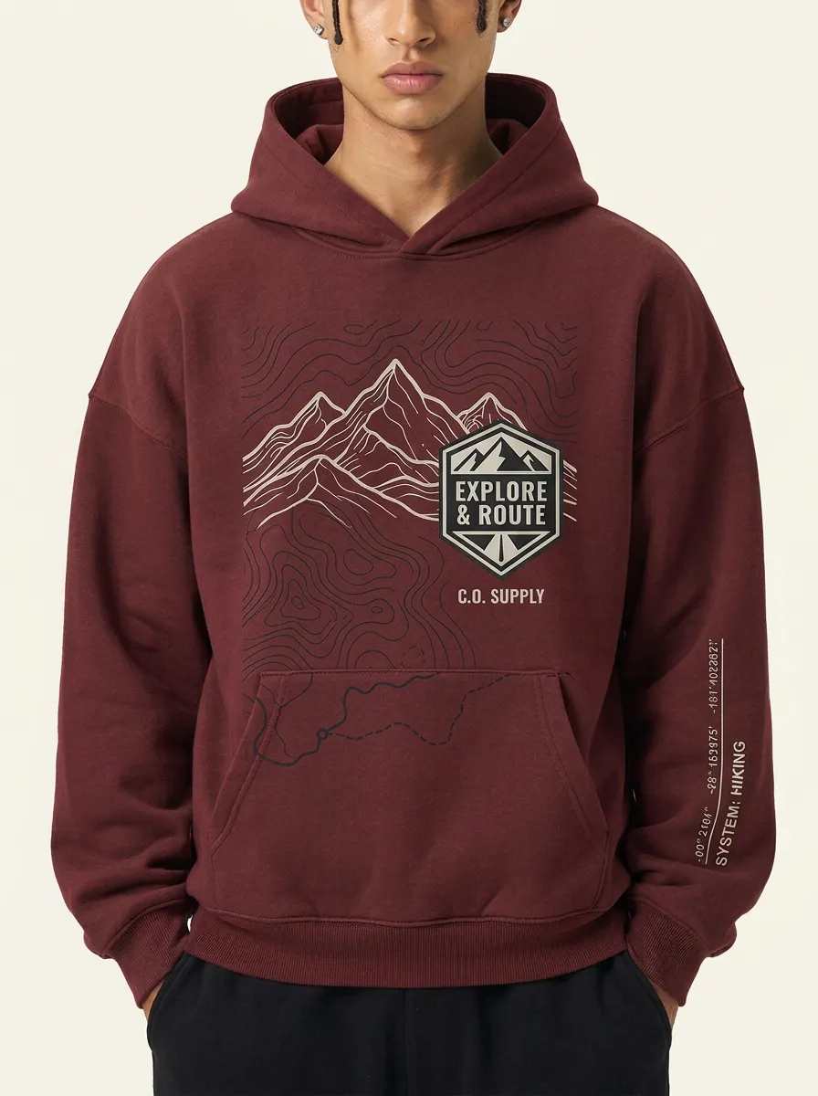 Men's Mountain Trail Topographic Graphic Hoodie