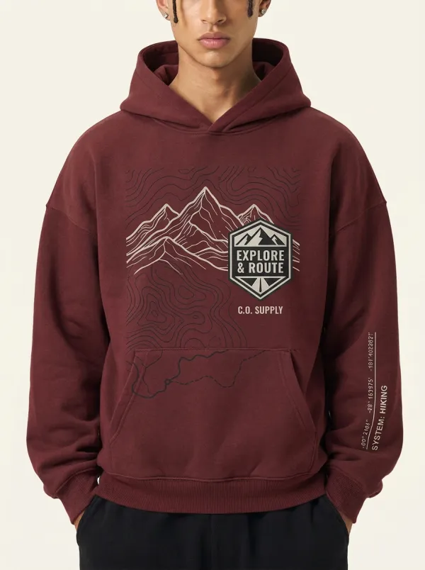 Men's Mountain Trail Topographic Graphic Hoodie