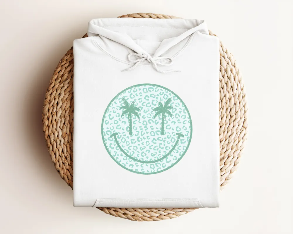 Palm Tree Smiley Graphic Pullover Hoodie