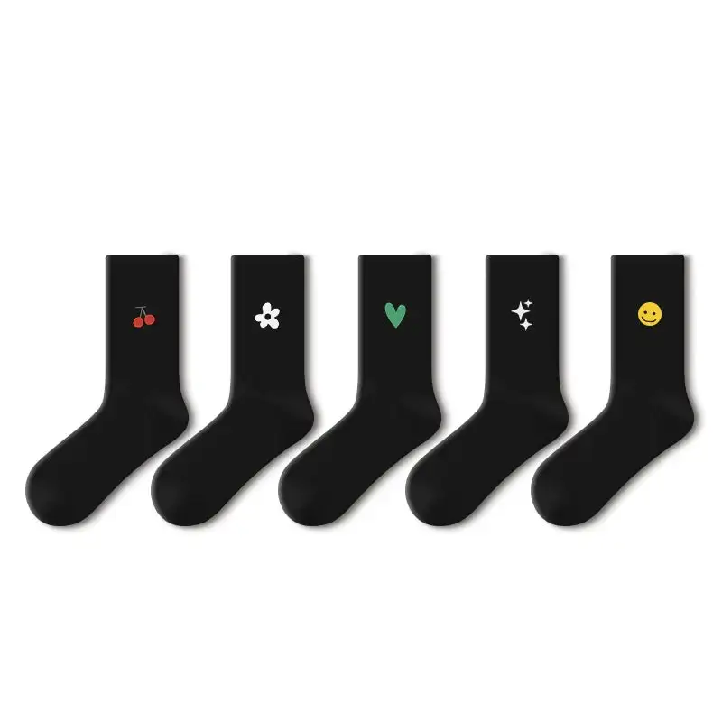 Playful Embroidered Motif Crew Socks