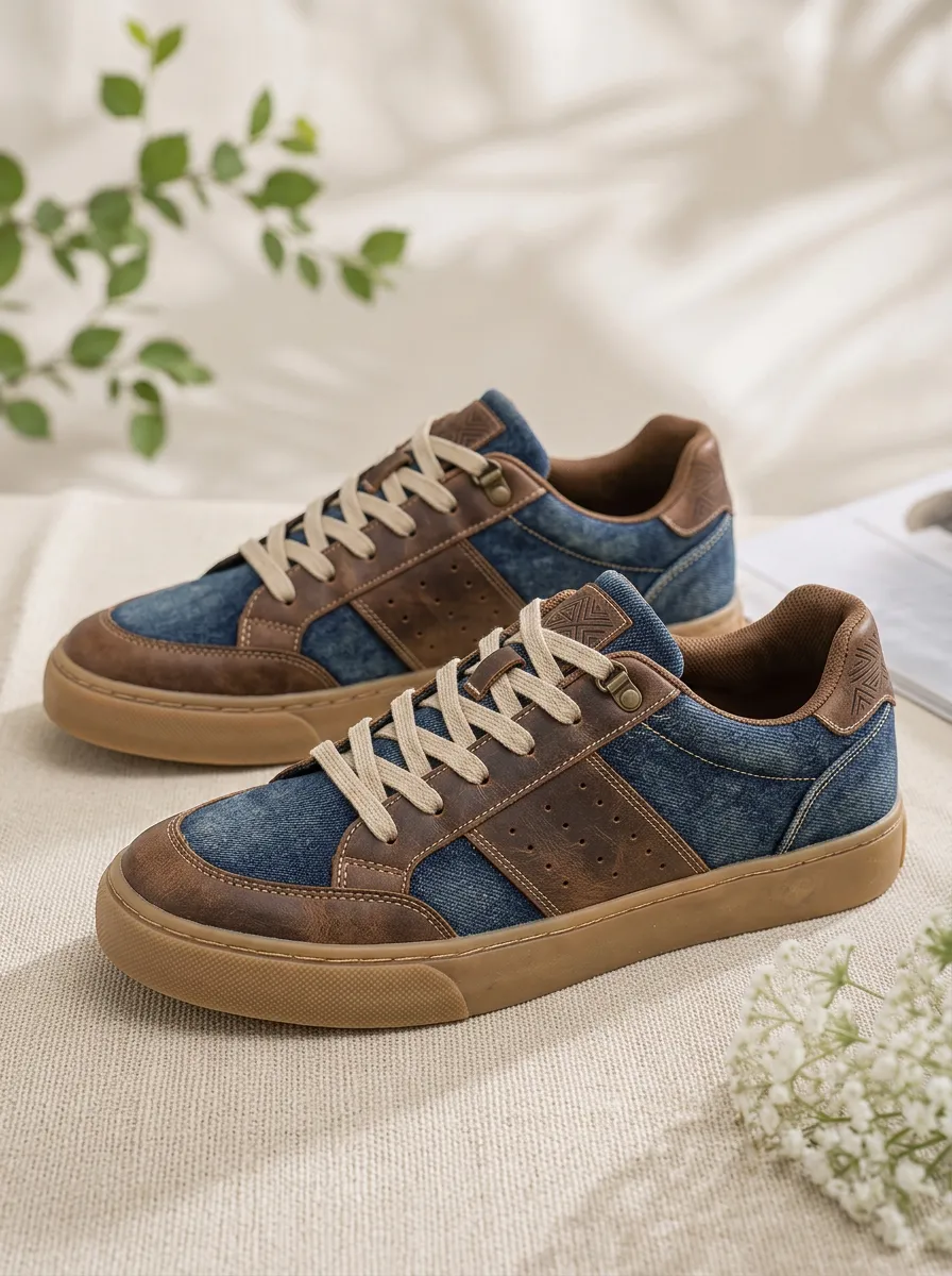Men's Vintage Patchwork Patterned Skate Shoes