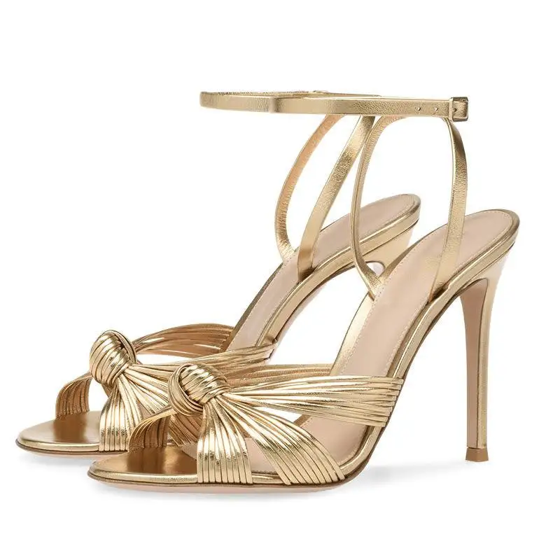 Round Toe Ankle Strap Stiletto Modern Sandals