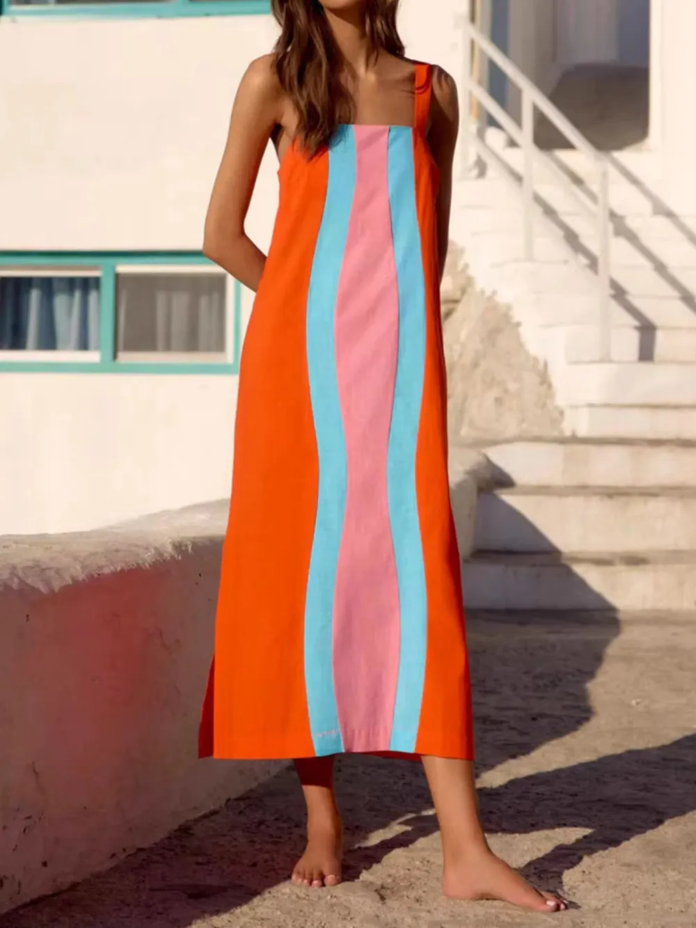 Easy Fit Striped Midi Dress