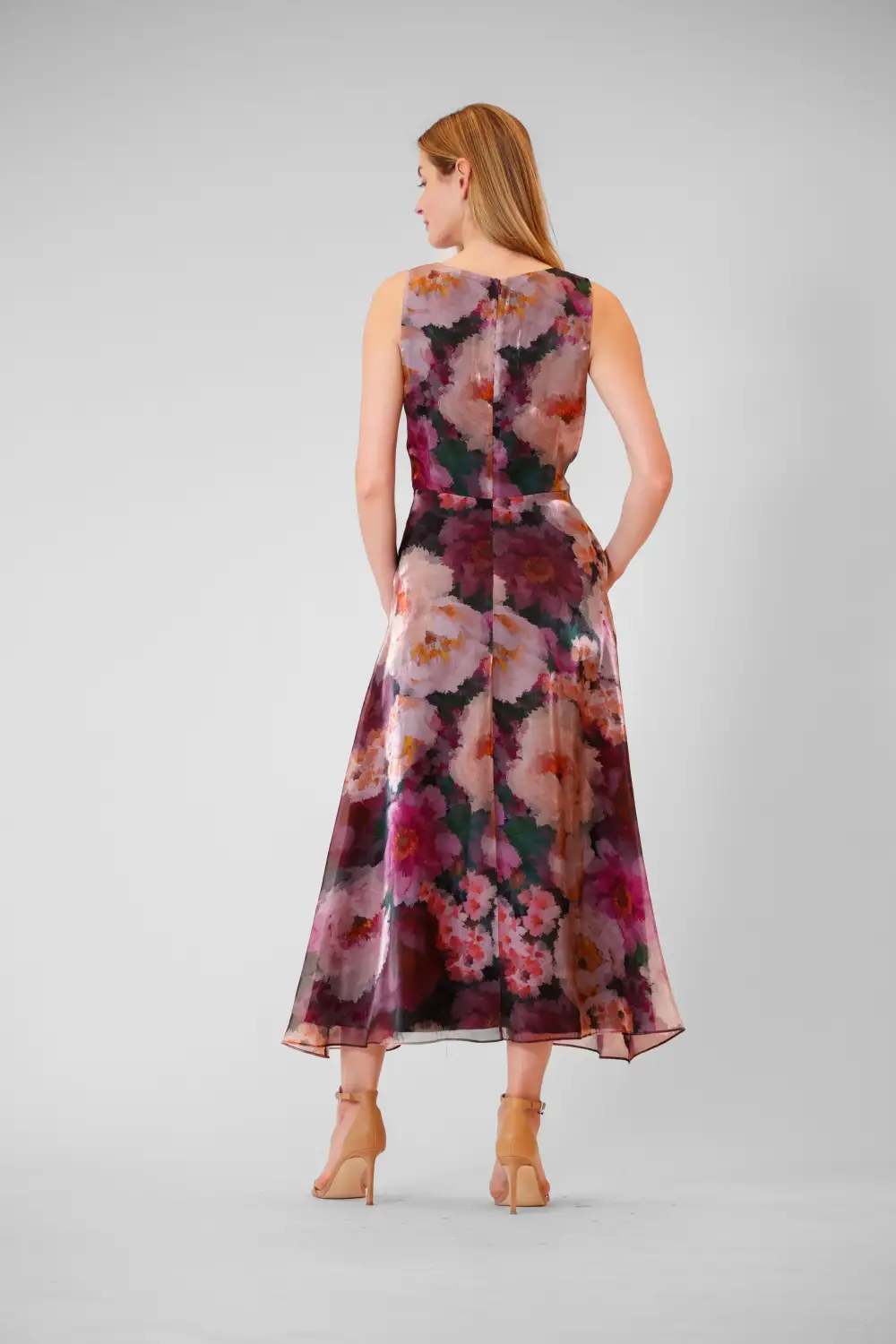 Printed Organza Midi Dress