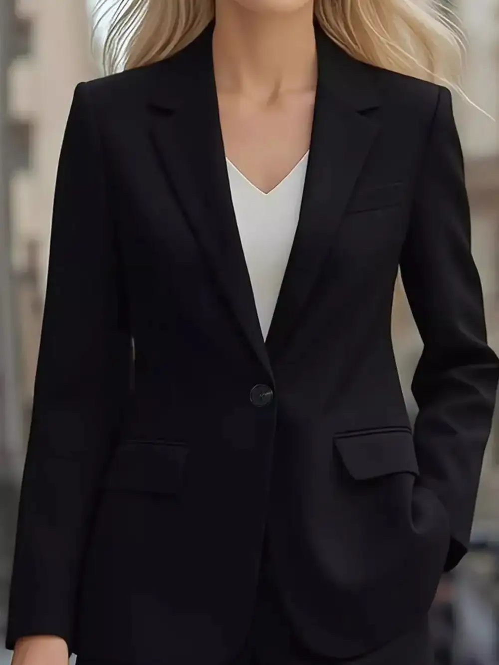 Unlined Lapel One Button Blazer