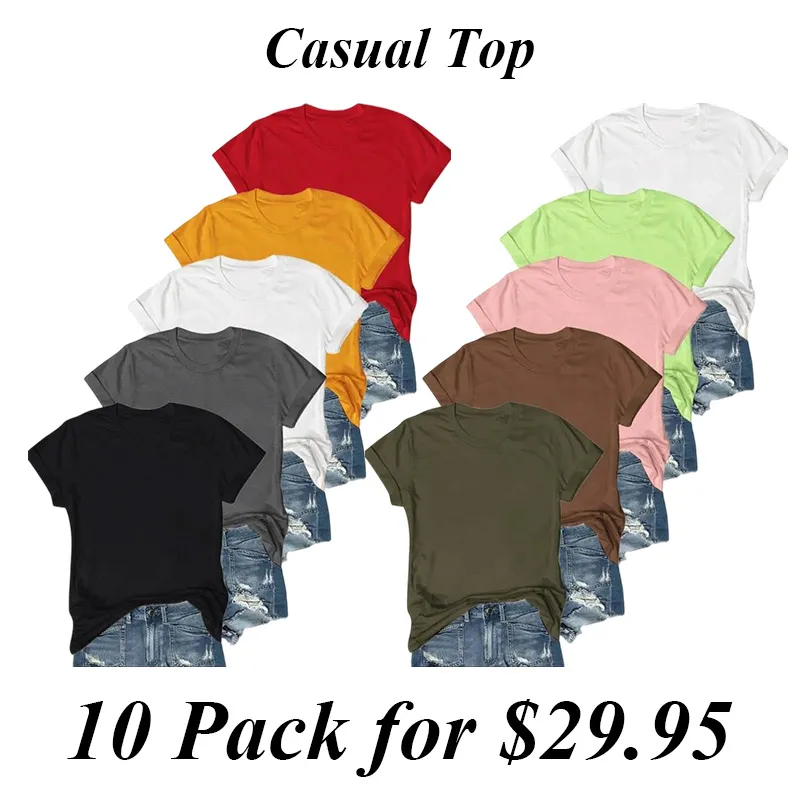 Women'S Solid Round Neck Tee, Casual Short Sleeve T-Shirt For Summer, Ladies Clothes For Daily Wear