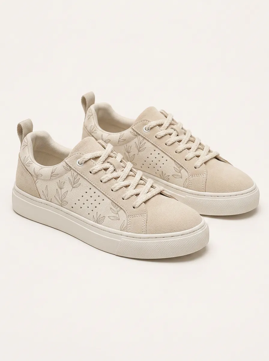 Men's Minimalist Botanical Leaf Patterned Skate Shoes
