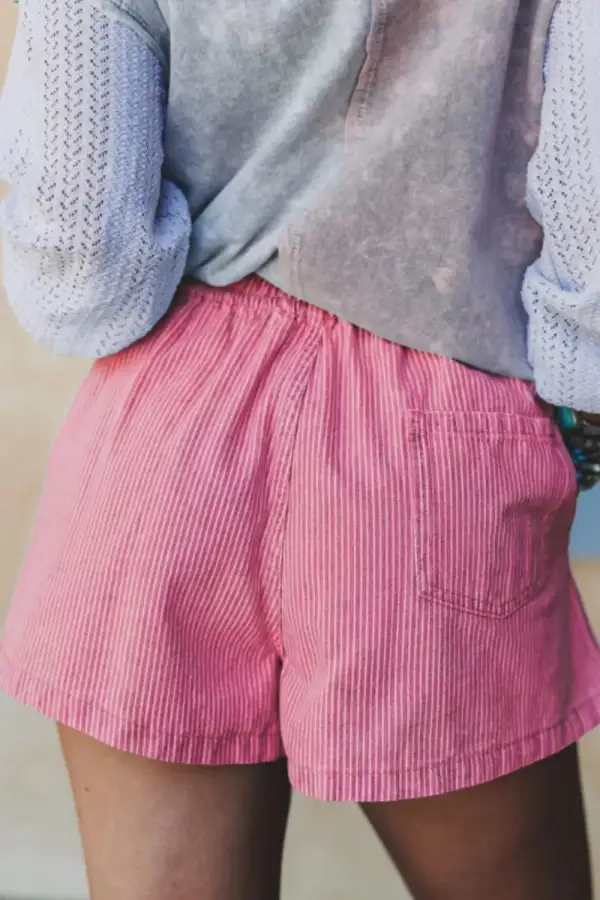 Striped Elastic Waist Casual Casual Shorts
